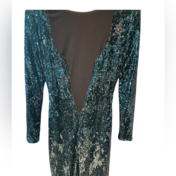 Dress the Population Sequin Natalie Emerald Green Long Sleeve Dress XS - Picture 8 of 14